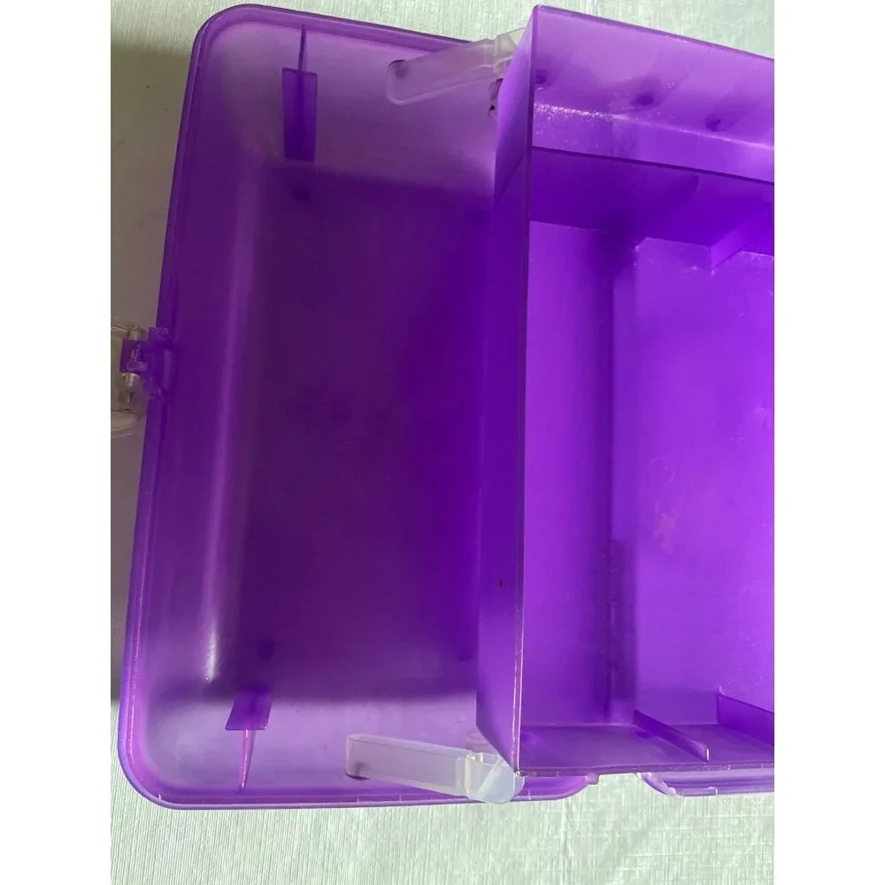 Caboodle Purple Transparent Plastic Storage Container With Handle & Secure Latch